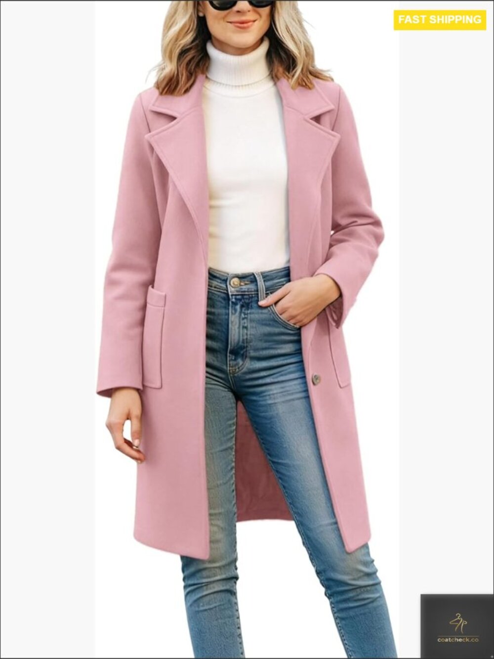 Wool Blend Pea Coat Classic Notch Lapel Mid Long Single Breasted Overcoat